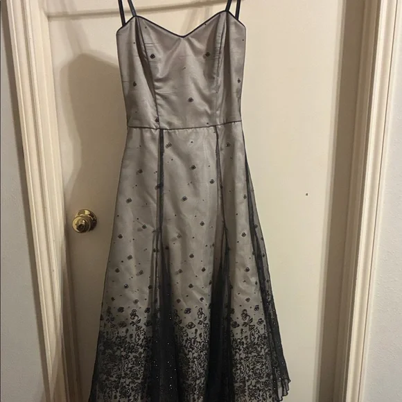 black with silver prom dresses Lilly Black Sparkly Mermaid V Neck Beaded Satin Long Prom Dress main image 1